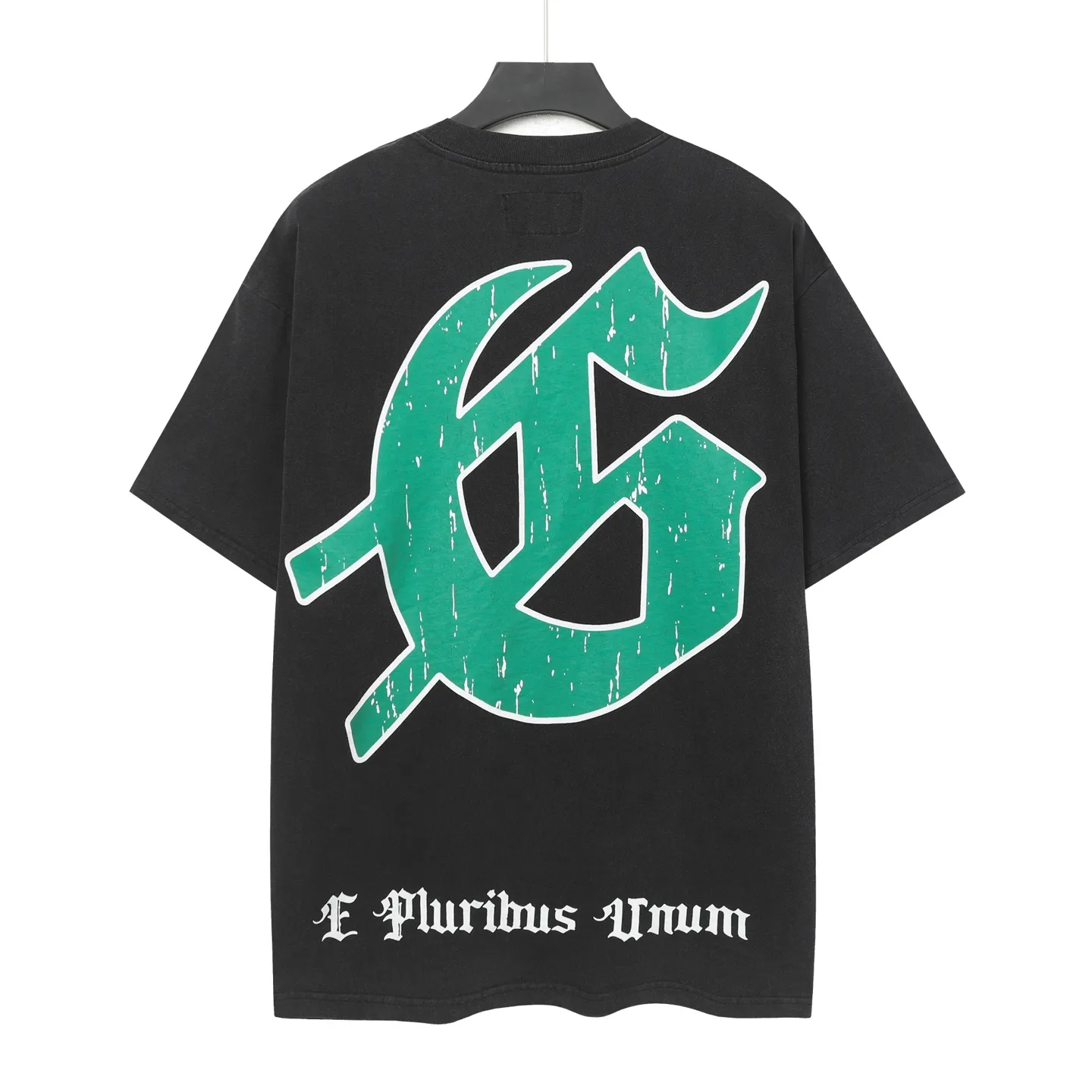 6038#washed black｜P116 Godspeed cross-border American rock and roll street washed retro style short-sleeved T (craft printing) fabric (fabric): 32 count combed double yarn 250g weight size (size): S-M-L-XL color (colour): washed black 👉