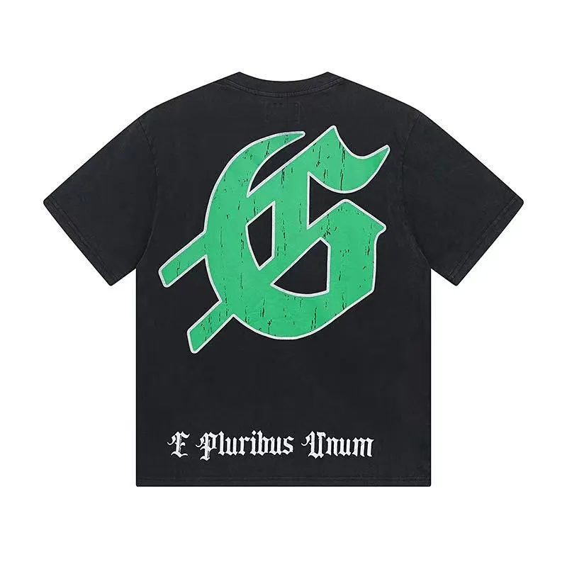 6038#washed black｜P116 Godspeed cross-border American rock and roll street washed retro style short-sleeved T (craft printing) fabric (fabric): 32 count combed double yarn 250g weight size (size): S-M-L-XL color (colour): washed black 👉
