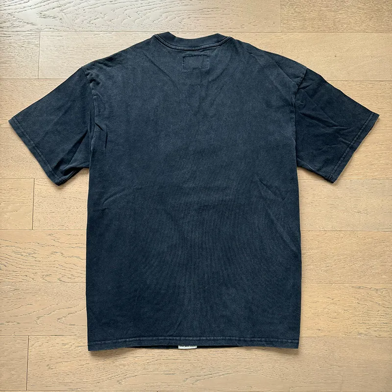 1027# P126 Washed Black Real Shot Godspeed American Fashion Rock Street Retro Washed Distressed Printed Cotton Short Sleeves Fabric: 250g 32 Count Fine Cotton Double Yarn Pure Cotton Color: Washed Black Size: S M L XL