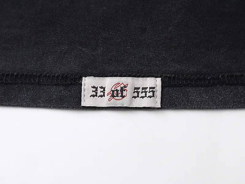 1027# P126 Washed Black Real Shot Godspeed American Fashion Rock Street Retro Washed Distressed Printed Cotton Short Sleeves Fabric: 250g 32 Count Fine Cotton Double Yarn Pure Cotton Color: Washed Black Size: S M L XL