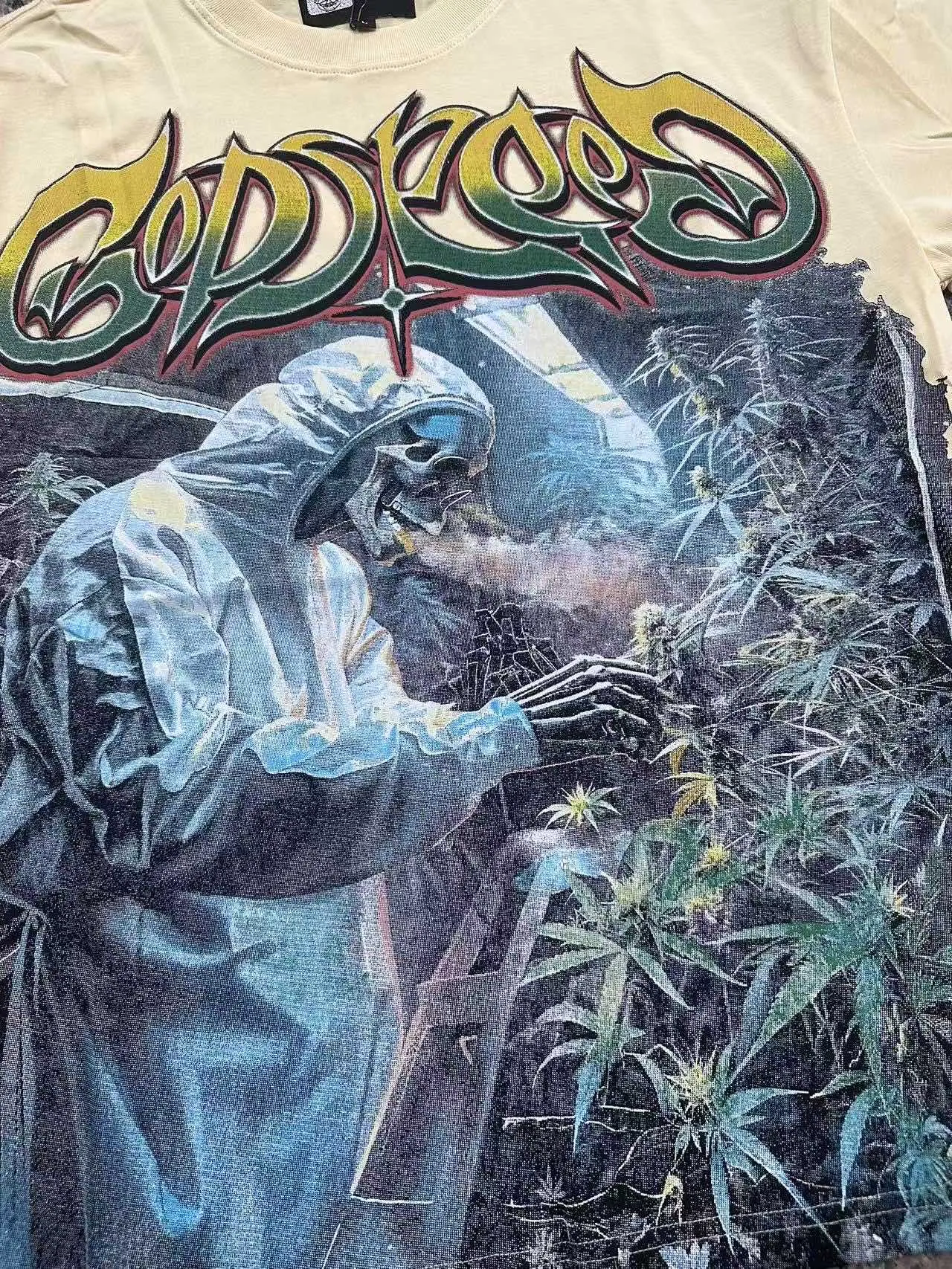 5111#apricot I P106 Godspeed cross-border American rock and roll street washed retro style short-sleeved T (craft printing) fabric (fabric) 32 counts combed double yarn 240 grams weight code number (size): S-M-L-XL color (colour): apricot
