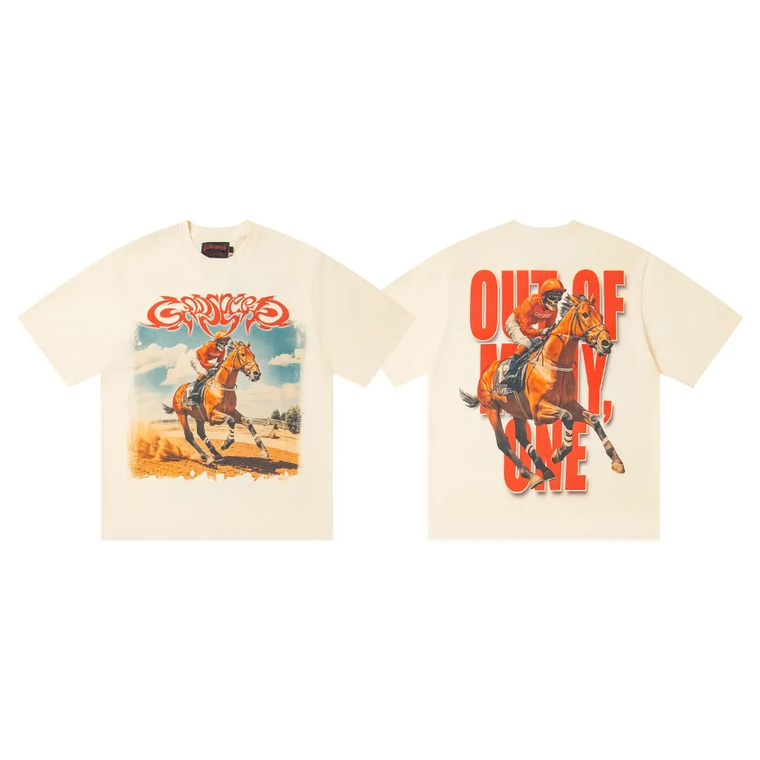 G26# GodSpeed ​​white ink direct spray short sleeve S-XL size apricot P106