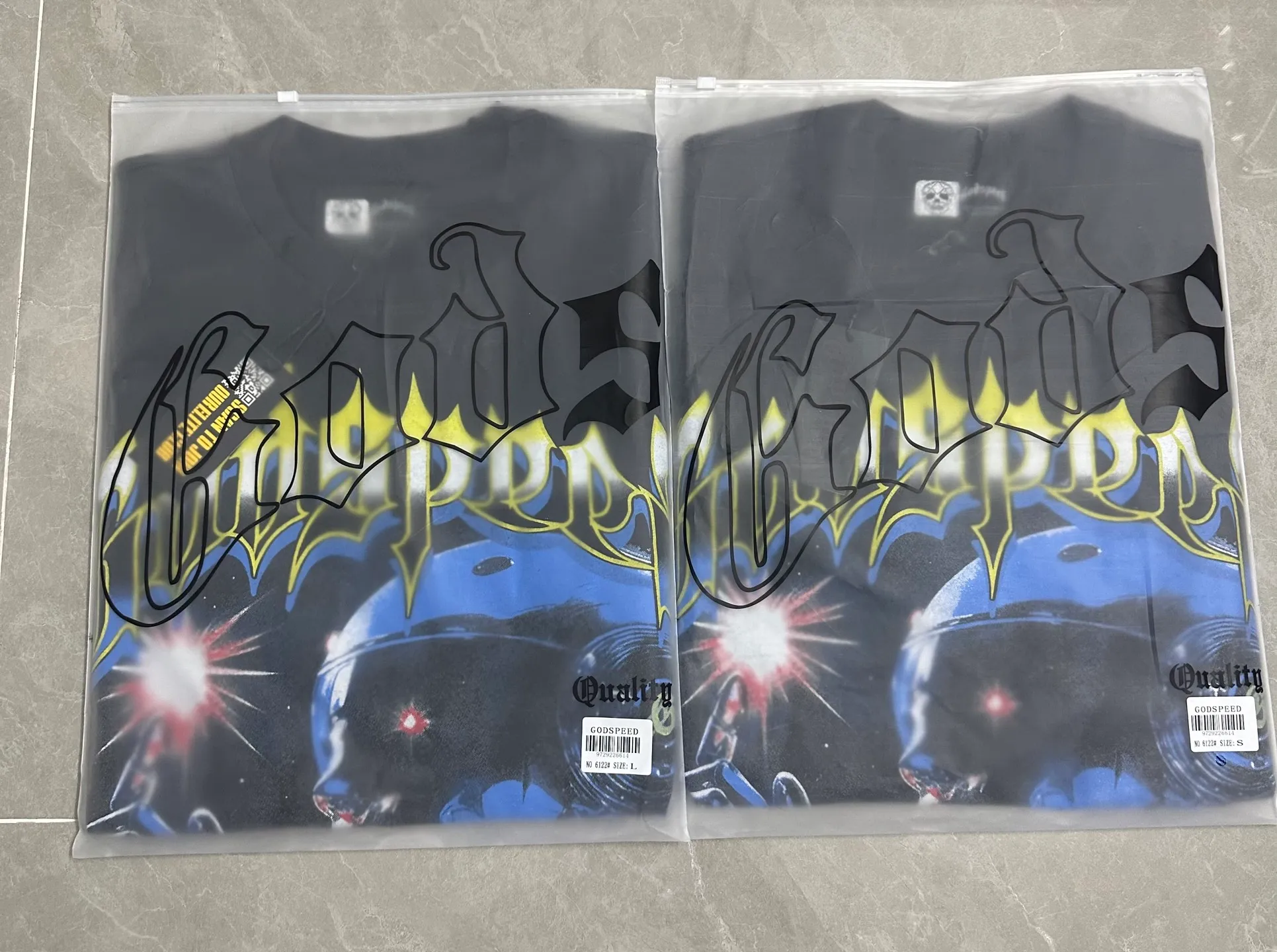 6122# Washed Black I P116 Real Spot (Beautiful Fashion Niche) Godspeed Cross-Border American Rock Street Washed Retro Style Short Sleeve T (Craft Printing) Fabric: 32 Count Combed Double Yarn 250g Weight Size: S-M-L-XL Color: Washed Black