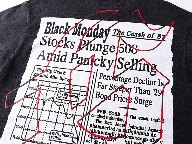 1079# P126 Washed Black Real Shot Godspeed American Fashion Rock Street Retro Washed Distressed Printed Pure Cotton Short Sleeves Fabric: 250g 32 Count Fine Cotton Double Yarn Pure Cotton Color: Washed Black Size: S M L XL