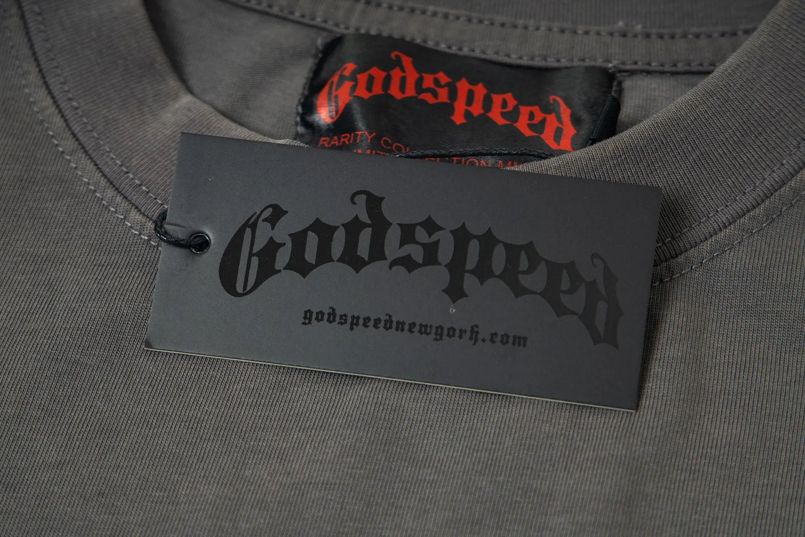G27# GodSpeed ​​white ink direct spray washed short-sleeved S-XL size gray (washed) P126