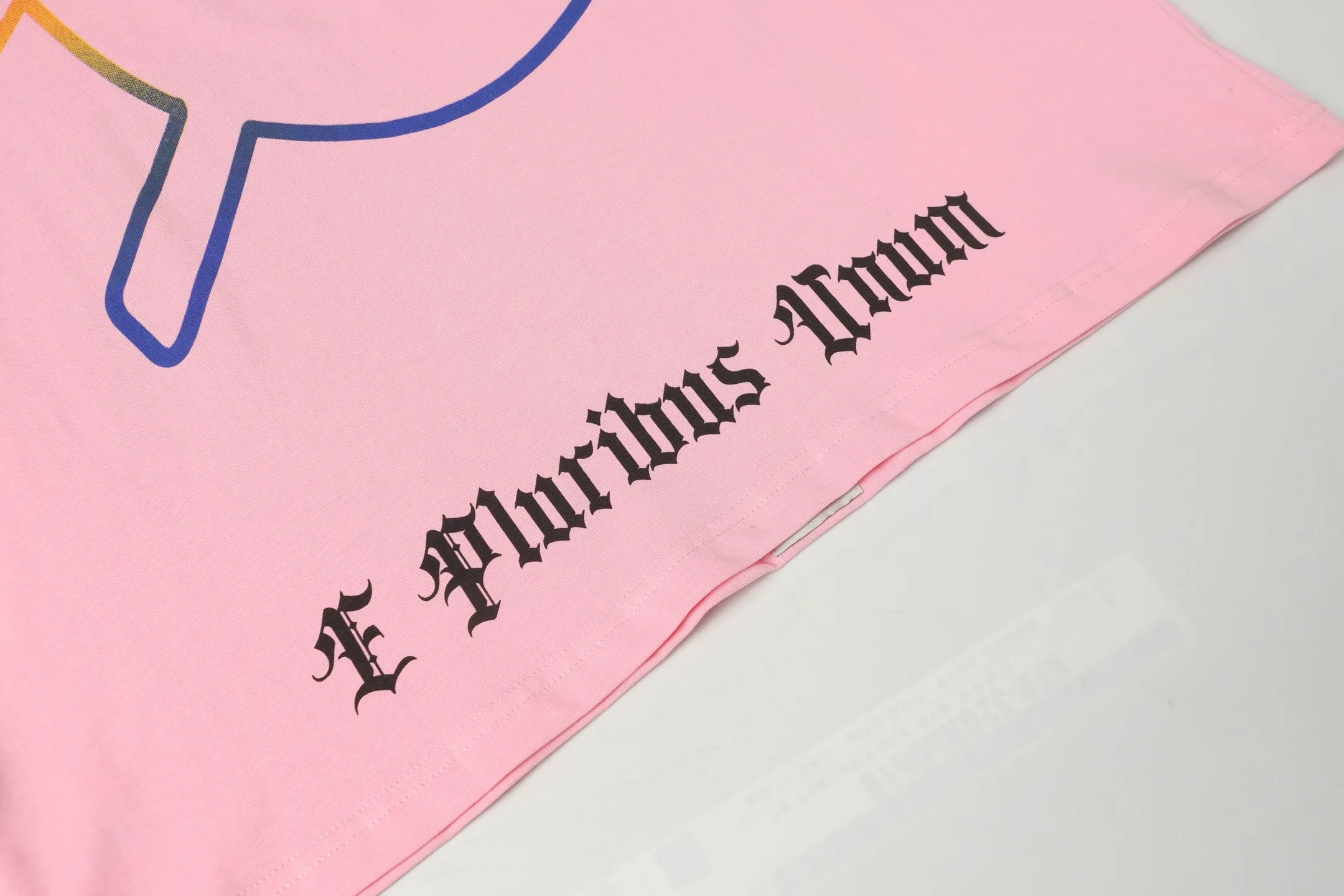 5026#pink｜P104 Godspeed cross-border American rock and roll street washed retro style short-sleeved T (craft printing) fabric (fabric) 32-count combed double yarn 240 grams weight code number (size): S-M-L-XL color (colour): pink