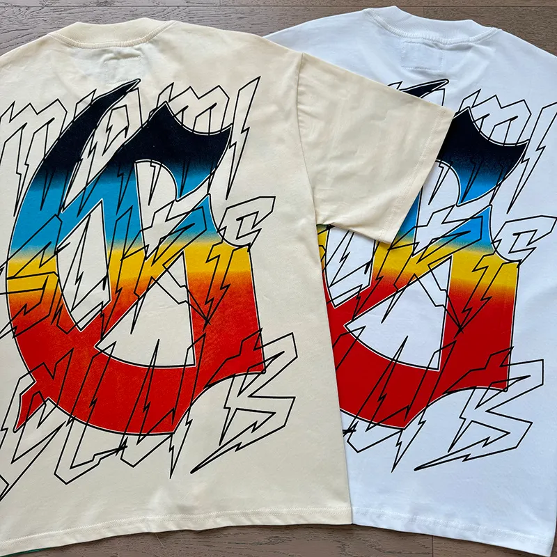 3117# P106 Real shot Godspeed American fashion rock street retro loose printed cotton short sleeves Fabric: 240g 32 count fine cotton double yarn pure cotton Color: apricot white Size: S M L XL