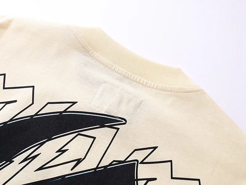 3117# P106 Real shot Godspeed American fashion rock street retro loose printed cotton short sleeves Fabric: 240g 32 count fine cotton double yarn pure cotton Color: apricot white Size: S M L XL