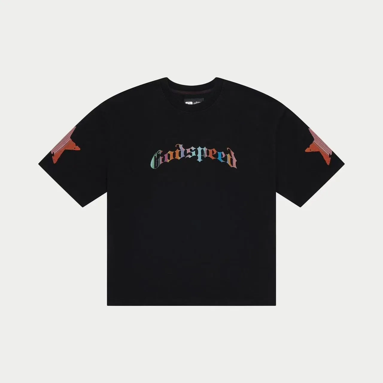 6097#washed black I P116 Godspeed cross-border American rock and roll street washed retro style short-sleeved T (craft printing) fabric (fabric): 32 count combed double yarn 250 grams weight code number (size): S-M-L-XL color (colour): washed black