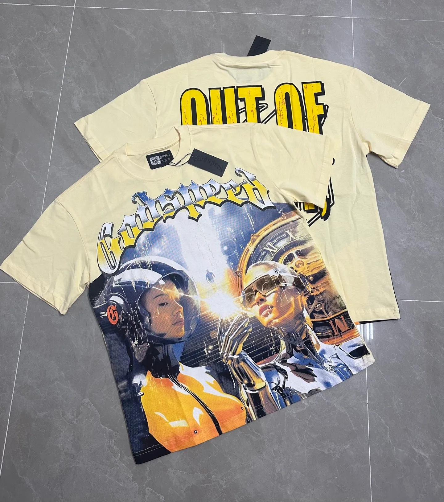 52💰5012#Apricot high-definition picture real shot Godspeed cross-border American rock and roll street washed retro style short-sleeved T (craft printing) fabric (fabric) 32 counts combed double yarn 240 grams weight code number (size): S-M-L-XL color (colour): apricot