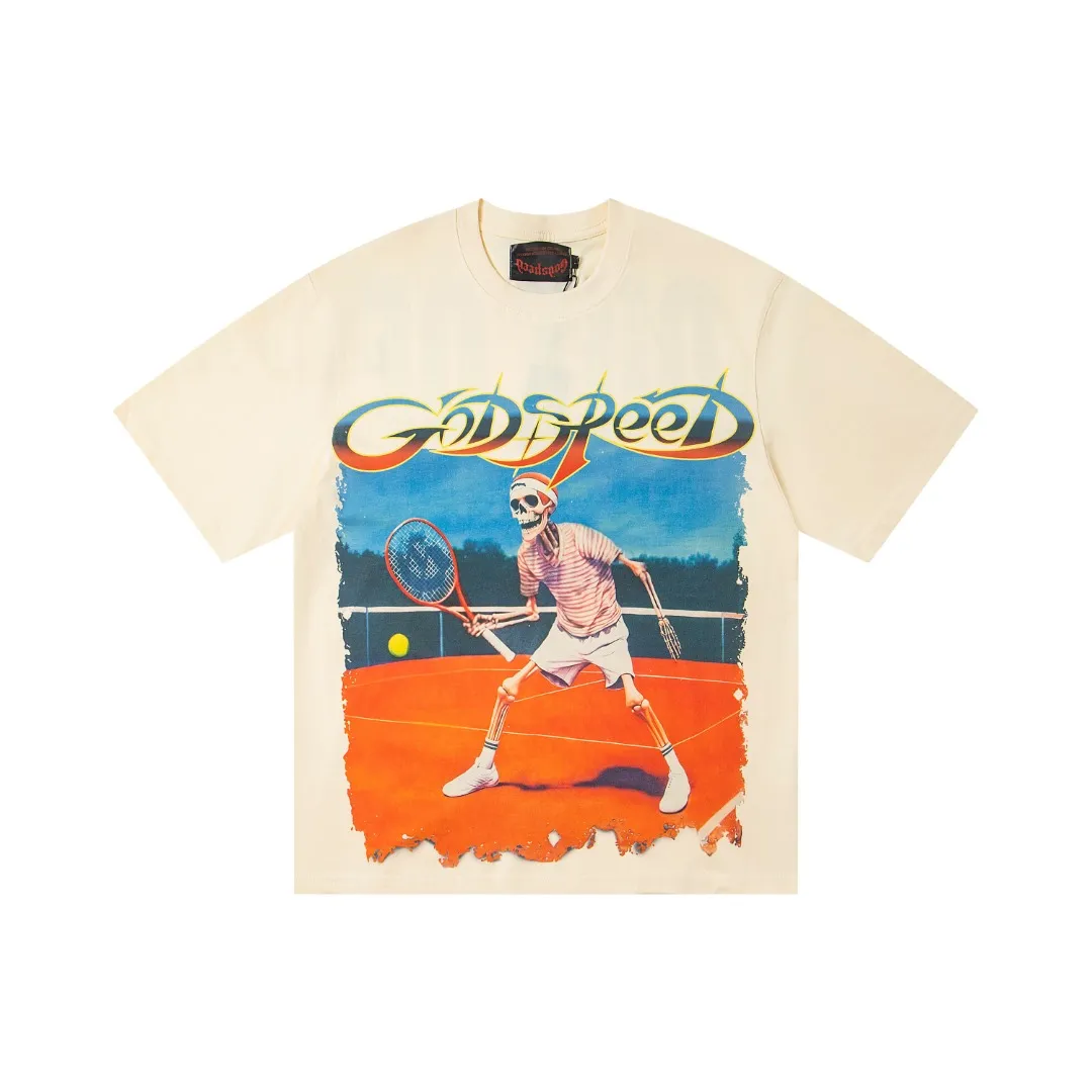 G25# GodSpeed ​​white ink direct spray short sleeves S-XL size apricot P106