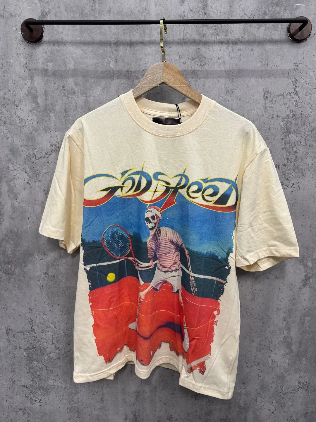G25# GodSpeed ​​white ink direct spray short sleeves S-XL size apricot P106