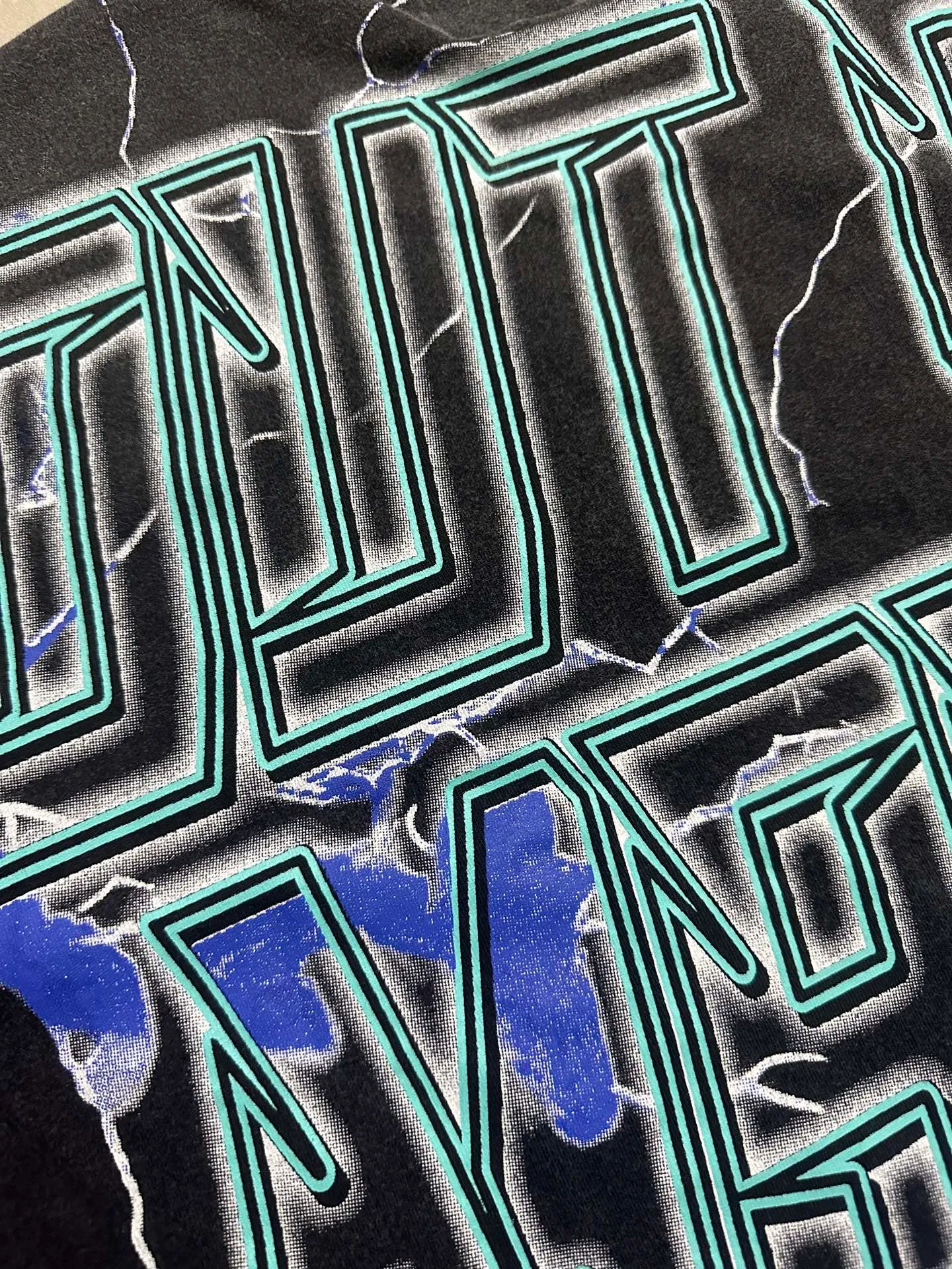 6301# Washed black-blue I P116 Real stock (American fashion niche) Godspeed cross-border American rock street washed retro style short-sleeved T (craft printing) Fabric (fabric): 32 counts combed double yarn 250 grams weight Size (size): S-M-L-XL Color (colour): Washed black-blue