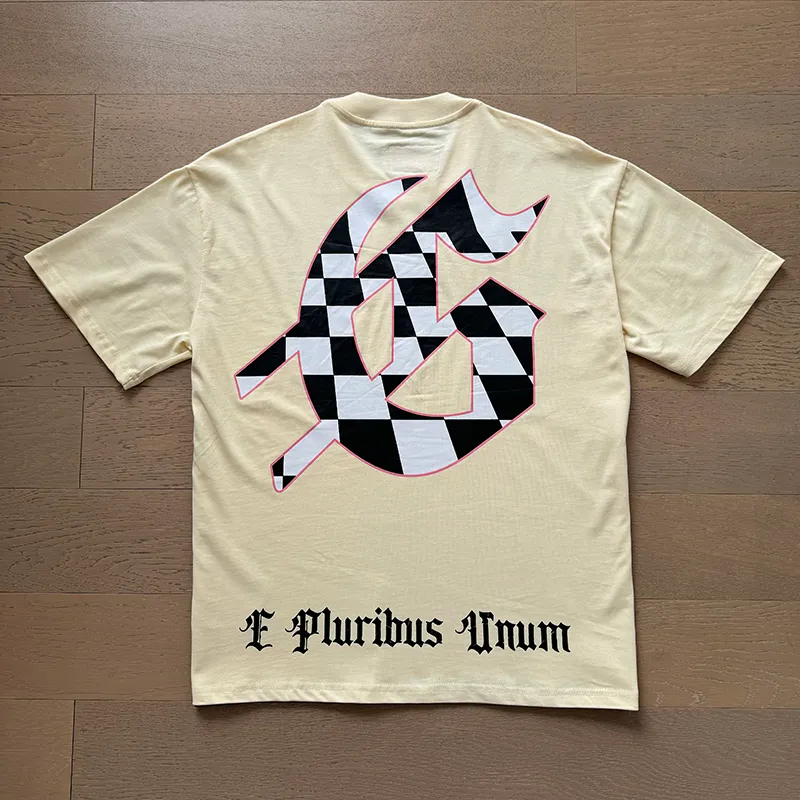 3036# P110 Real shot Godspeed American fashion rock street retro loose printed cotton short sleeves Fabric: 240g 32 count fine cotton double yarn pure cotton Color: apricot Size: S M L XL