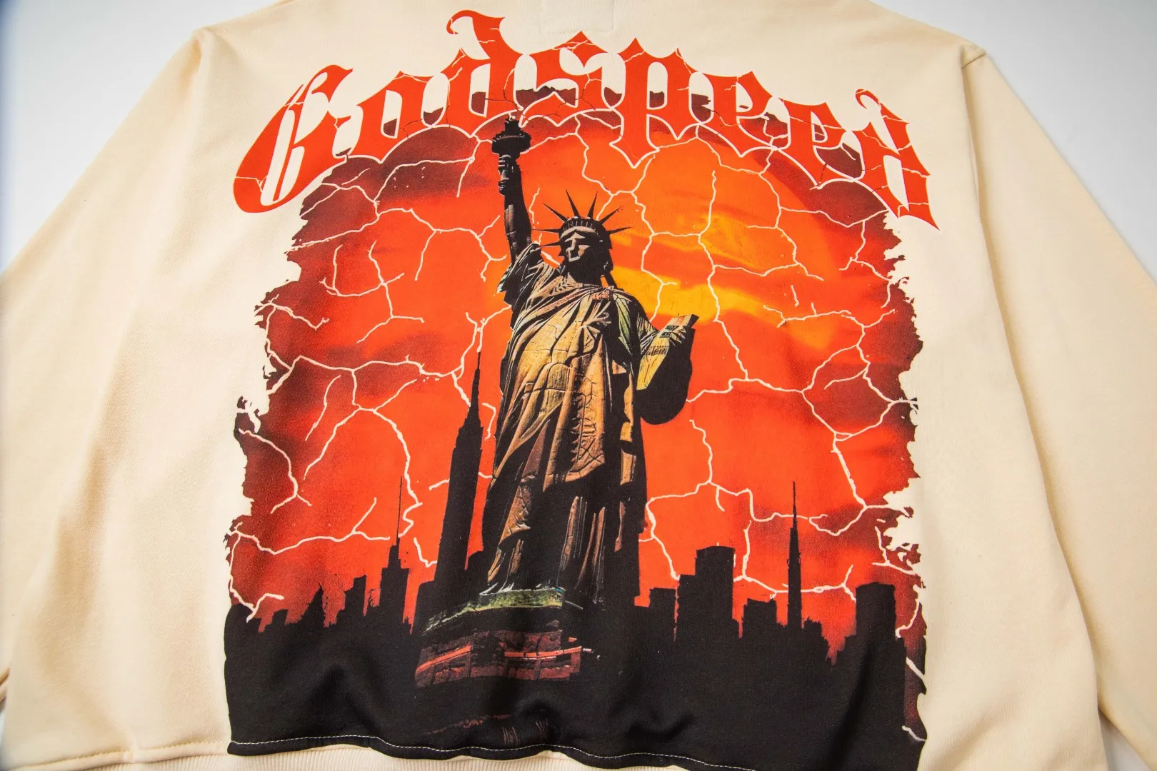 G21# GodSpeed ​​white ink direct spray sweatshirt S-XL washed black P236 apricot P226