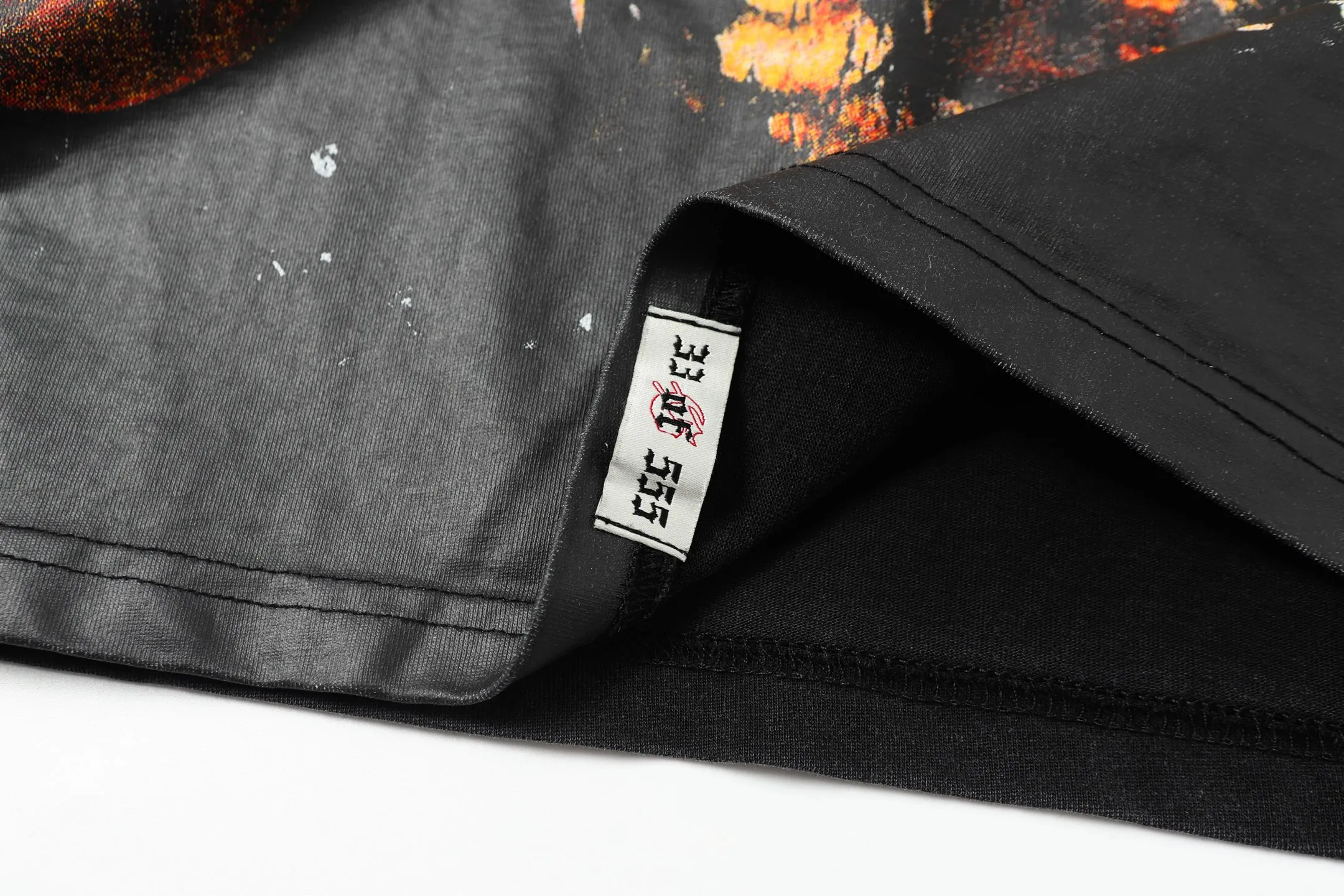 6019#washed black｜P116 Godspeed cross-border American rock and roll street washed retro style short-sleeved T (craft printing) fabric (fabric): 32 count combed double yarn 250g weight size (size): S-M-L-XL color (colour): washed black 👉
