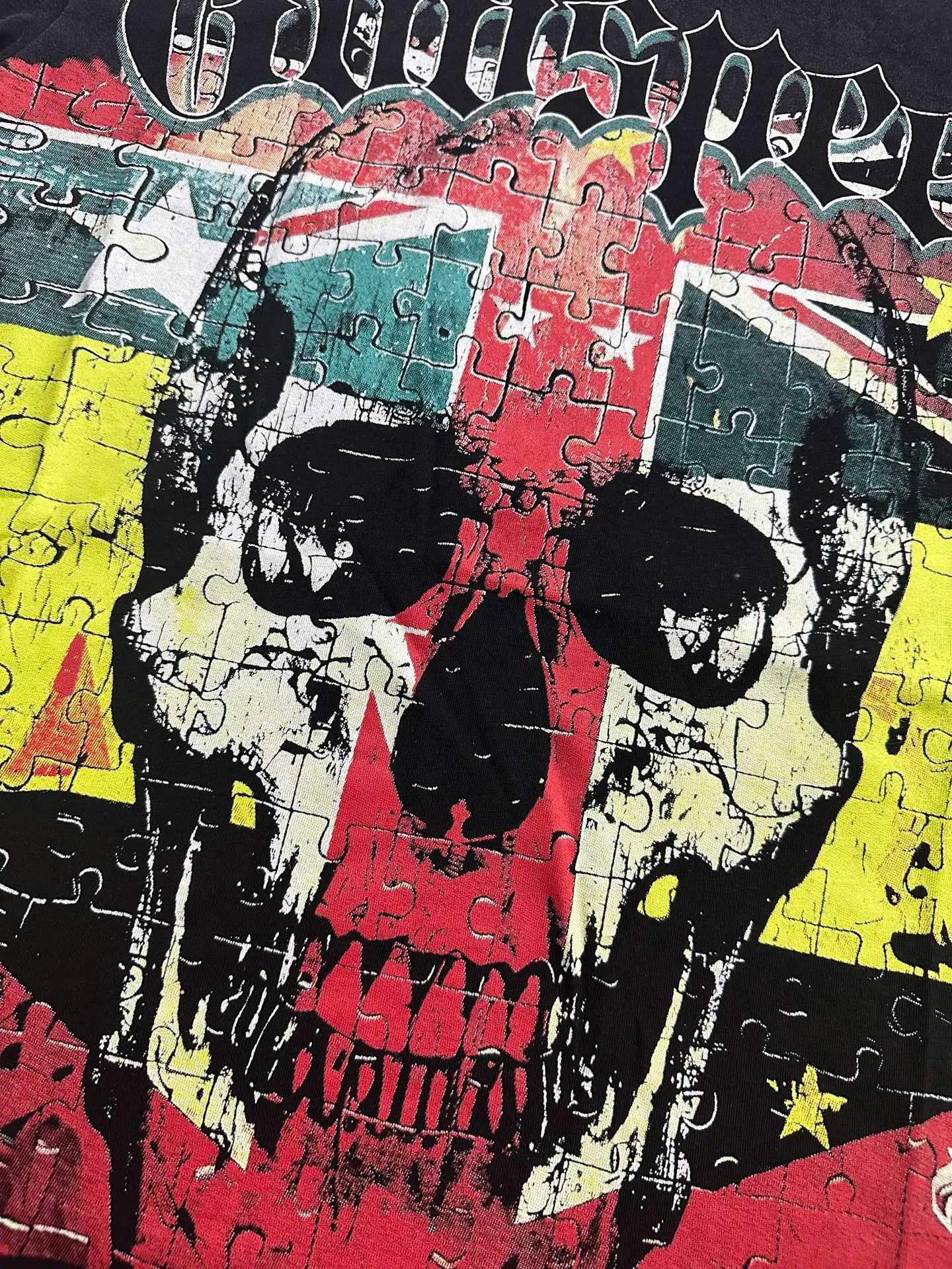 6136# Washed black I P116 Real stock (American fashion niche) Godspeed cross-border American rock and roll street washed retro style short-sleeved T (craft printing) Fabric (fabric): 32 counts combed double yarn 250 grams weight Size (size): S-M-L-XL Color (colour): Washed black
