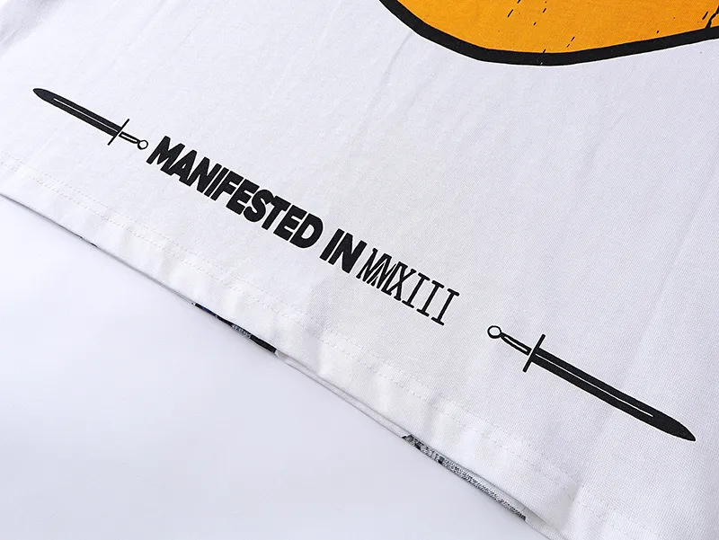3015# P110 Real shot Godspeed American fashion rock street retro loose printed cotton short sleeves Fabric: 240g 32 count fine cotton double yarn pure cotton Color: off-white apricot Size: S M L XL