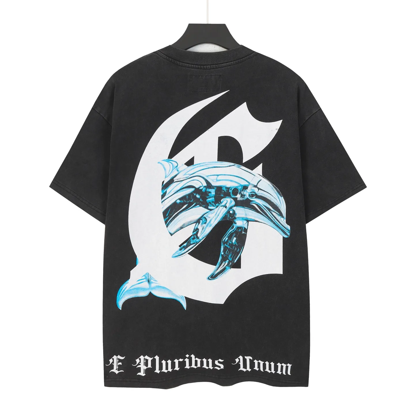 6082#washed black I P116 Godspeed cross-border American rock and roll street washed retro style short-sleeved T (craft printing) fabric (fabric): 32 count combed double yarn 250 grams weight code number (size): S-M-L-XL color (colour): washed black