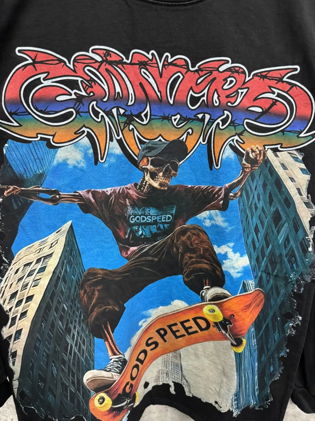 G47# GodSpeed ​​white ink direct spray washed long sleeve S-XL size black (washed) P156 apricot P146