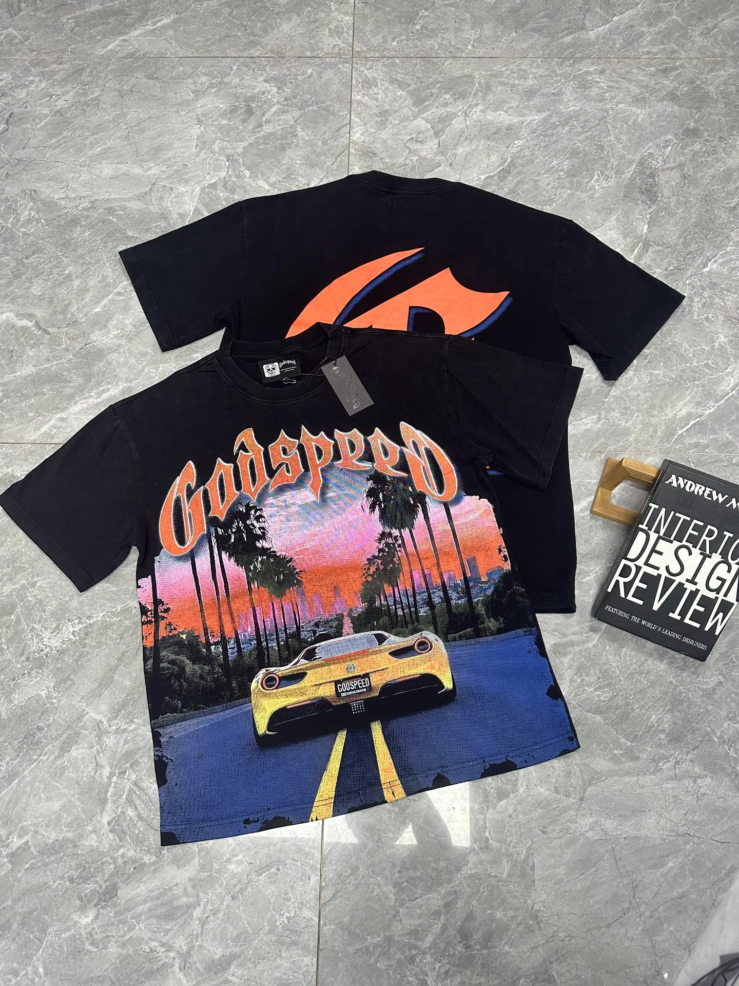 6089#washed black｜P116 Godspeed cross-border American rock and roll street washed retro style short-sleeved T (craft printing) fabric (fabric): 32 count combed double yarn 250g weight size (size): S-M-L-XL color (colour): washed black 👉 👉