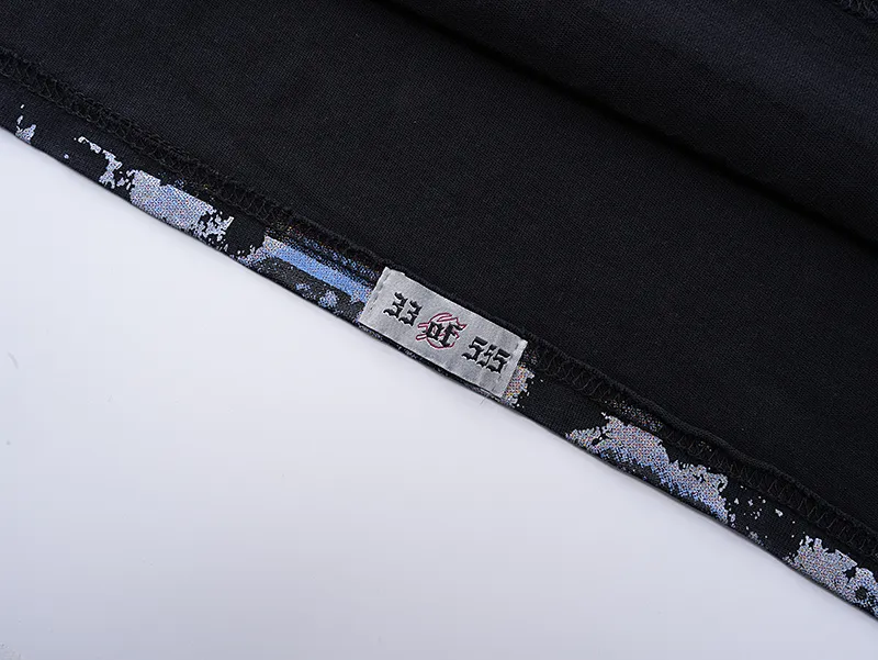 1032# P126 Washed Black Real Shot Godspeed American Fashion Rock Street Retro Washed Distressed Printed Pure Cotton Short Sleeves Fabric: 250g 32 Count Fine Cotton Double Yarn Pure Cotton Color: Washed Black Size: S M L XL