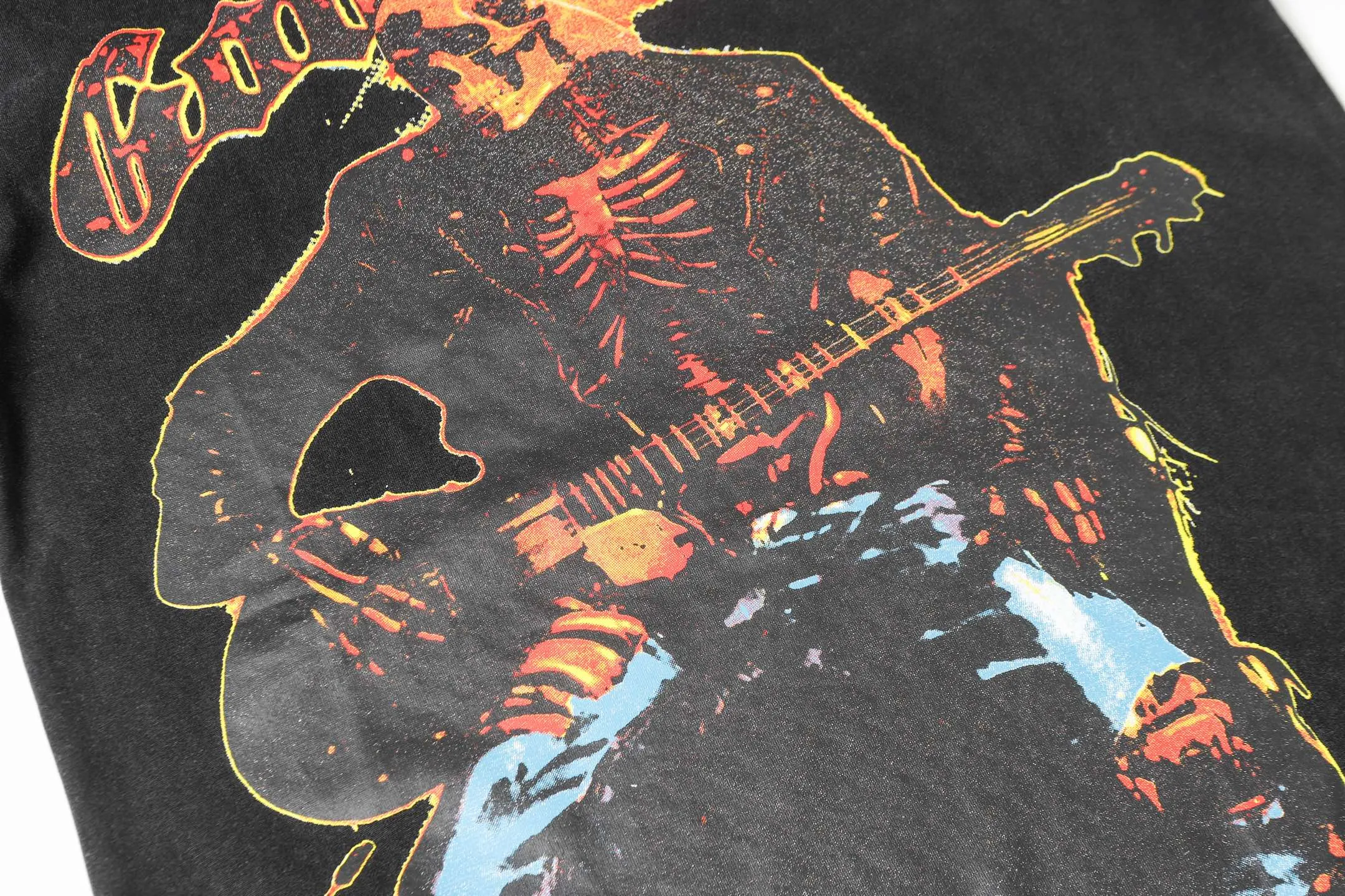 6022# washed black｜P116 Godspeed cross-border American rock and roll street washed retro style short-sleeved T (craft printing) fabric (fabric): 32 count combed double yarn 250g weight size (size): S-M-L-XL color (colour): washed black yu 👉 👉