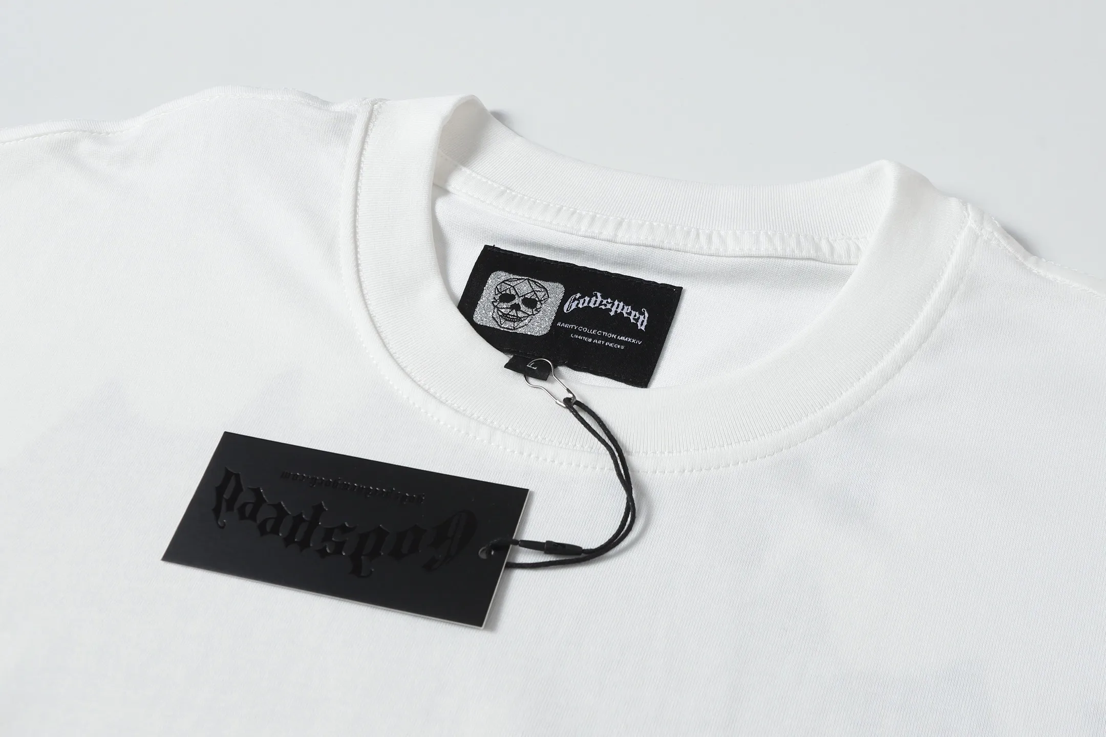 5077# White | P104 Godspeed cross-border American rock and roll street washed retro style short-sleeved T (craft printing) fabric (fabric): 32-count combed double yarn 240 grams weight code number (size): S-M-L-XL color (colour): white