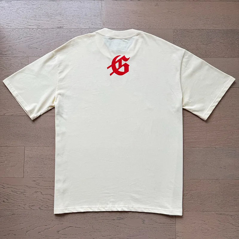 3152# P106 Real shot Godspeed American fashion rock street retro loose printed cotton short sleeves Fabric: 240g 32 count fine cotton double yarn pure cotton Color: apricot Size: S M L XL