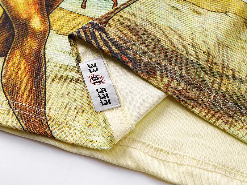 3152# P106 Real shot Godspeed American fashion rock street retro loose printed cotton short sleeves Fabric: 240g 32 count fine cotton double yarn pure cotton Color: apricot Size: S M L XL