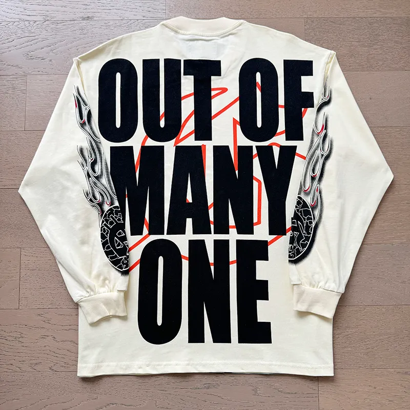 3098# P140 Real shot of Godspeed American fashion rock street pure cotton loose bottoming long-sleeved T-shirt long T. Fabric: 270g 32 count fine cotton double yarn pure cotton Color: apricot Size: S M L XL