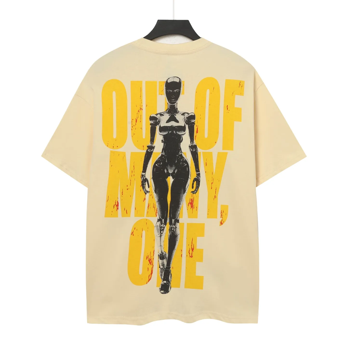 5007#White/Apricot｜P104 Godspeed cross-border American rock and roll street washed retro style short-sleeved T (craft printing) fabric (fabric): 32-count combed double yarn 240 grams weight code number (size): S-M-L-XL color (colour): white, apricot,