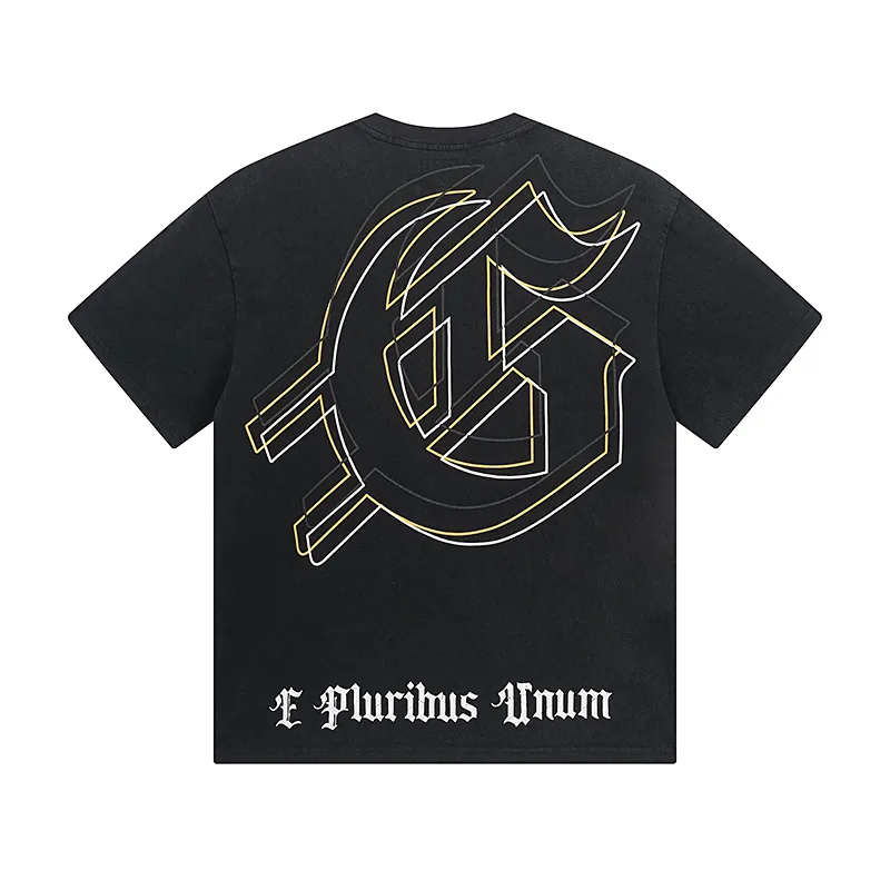 1050# P126 Washed Style Real Shot Godspeed American Fashion Rock Street Retro Washed Distressed Printed Pure Cotton Short Sleeves Fabric: 250g 32 Count Fine Cotton Double Yarn Pure Cotton Color: Washed Black Washed Blue Code Number: S M L XL