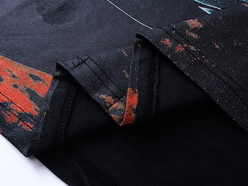 1002# P126 Washed Black Real Shot Godspeed American Fashion Rock Street Retro Washed Distressed Printed Pure Cotton Short Sleeves Fabric: 250g 32 Count Fine Cotton Double Yarn Pure Cotton Color: Washed Black Size: S M L XL