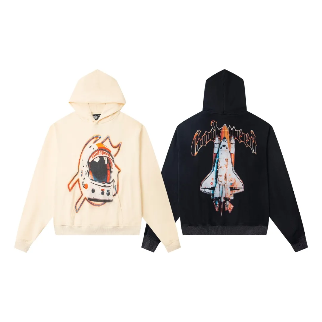 G23# GodSpeed ​​white ink direct spray sweatshirt S-XL washed black P236 apricot P226