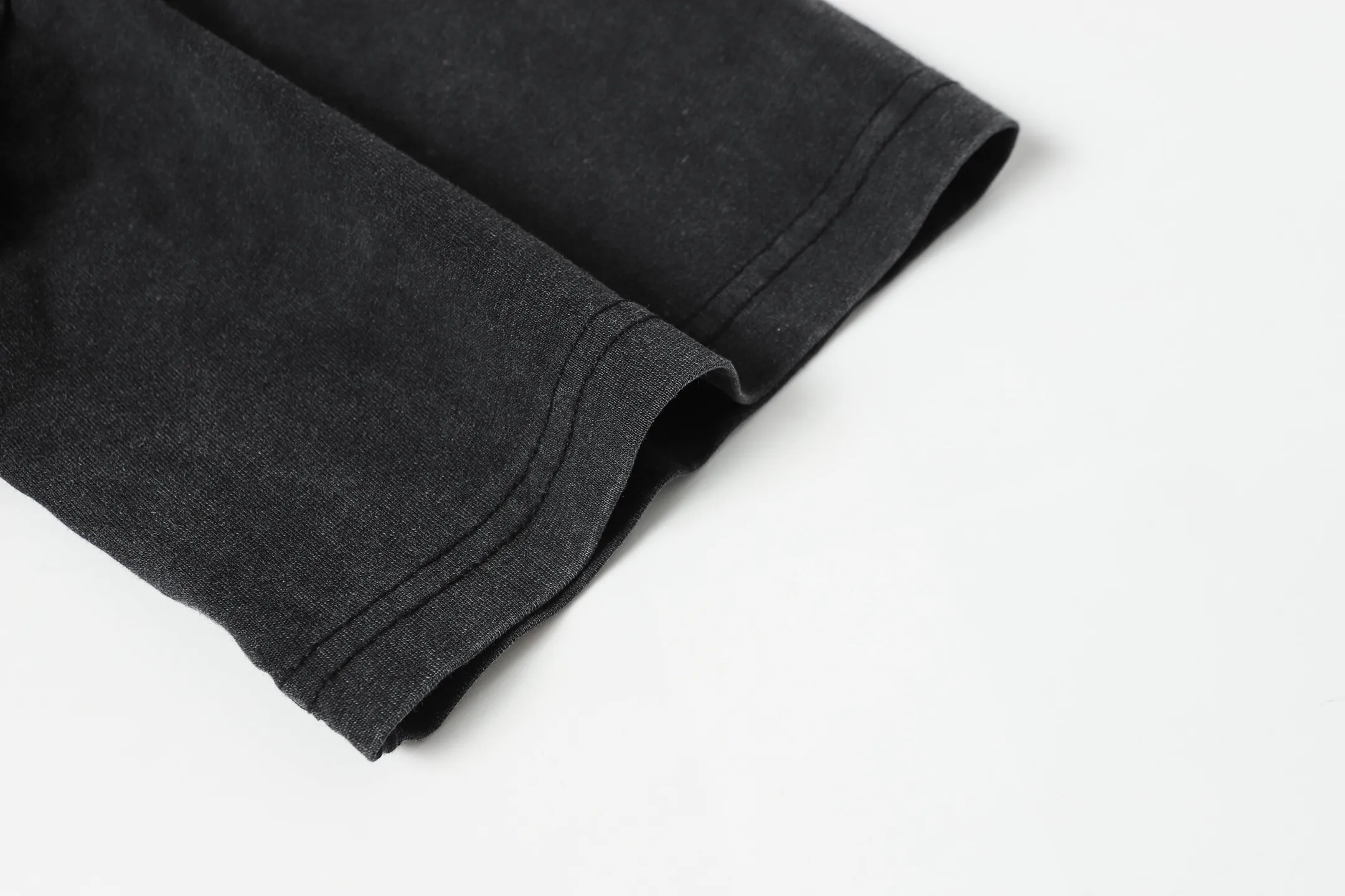 6058#washed black｜P116 Godspeed cross-border American rock and roll street washed retro style short-sleeved T (craft printing) fabric (fabric): 32 count combed double yarn 250g weight code number (size): S-M-L-XL color (colour): washed black