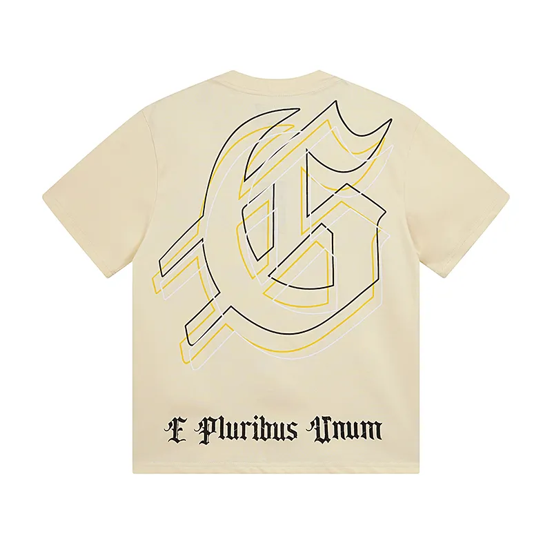 3050# P110 Real shot Godspeed American fashion rock street retro loose printed cotton short sleeves Fabric: 240g 32 count fine cotton double yarn pure cotton Color: apricot Size: S M L XL