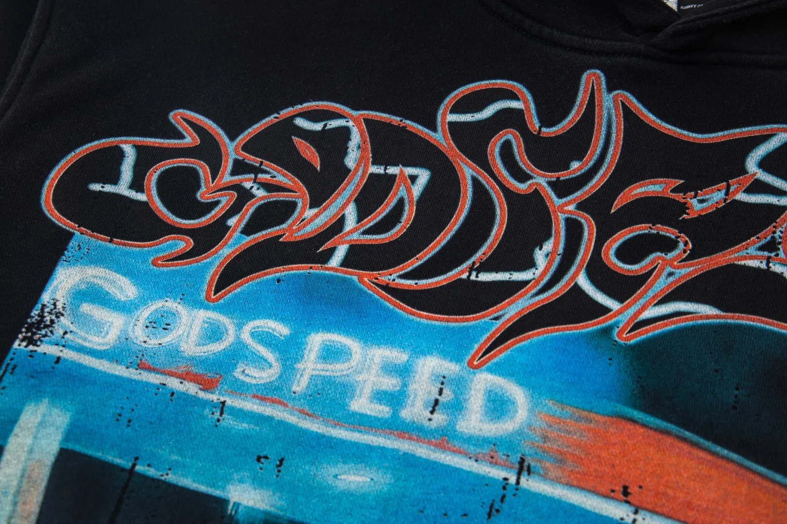 G20# GodSpeed ​​white ink direct spray sweatshirt S-XL washed black P236