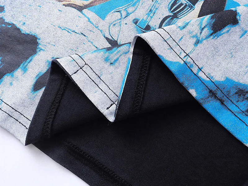 6015#washed black/washed blue ｜P116 Godspeed cross-border American rock and roll street washed retro style short-sleeved T (craft print) fabric (fabric): 32 count combed double yarn 250g weight size (size): S-M-L-XL color (colour): washed black/washed blue/ 👉 👉 👉