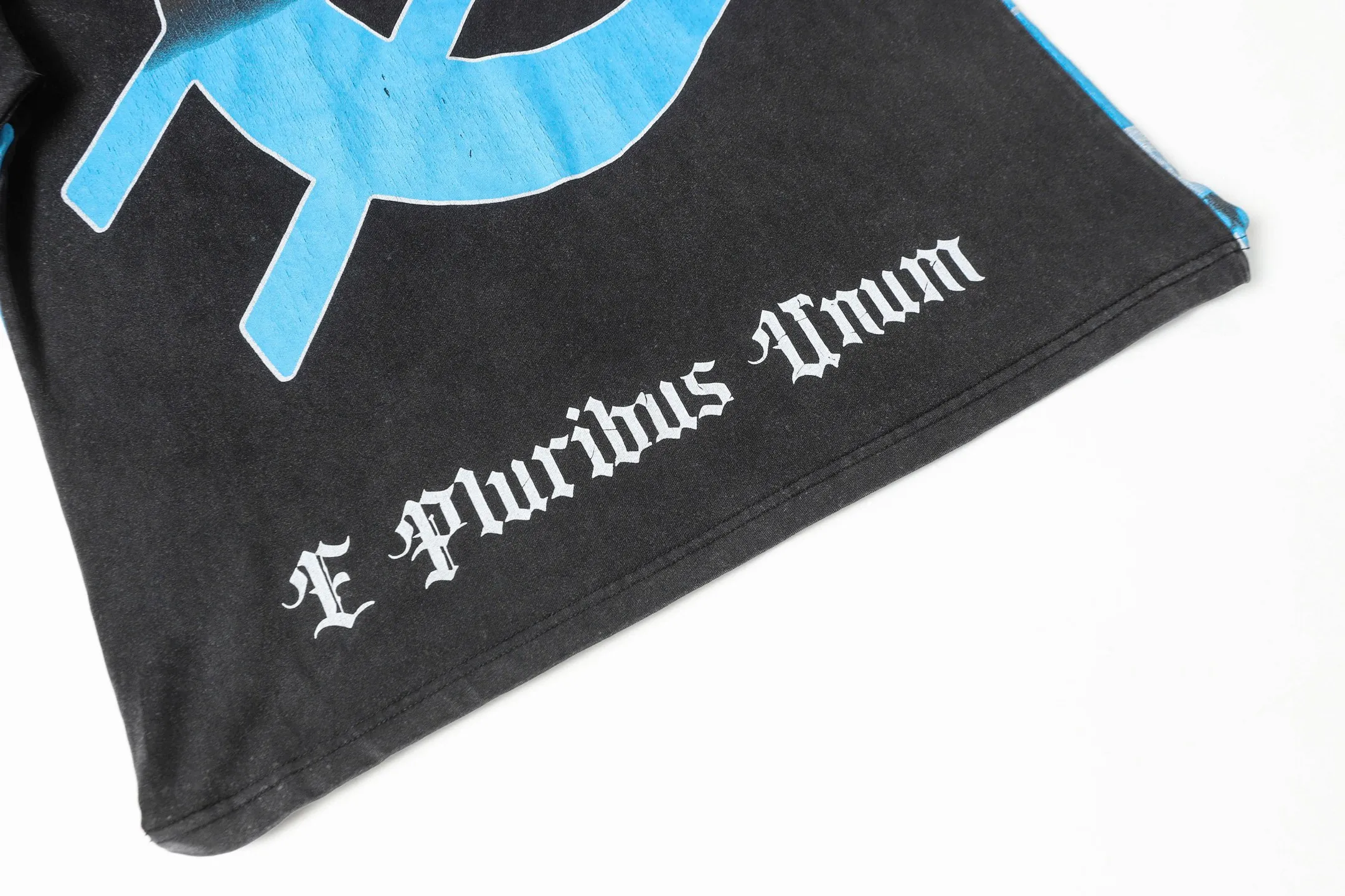 6015#washed black/washed blue ｜P116 Godspeed cross-border American rock and roll street washed retro style short-sleeved T (craft print) fabric (fabric): 32 count combed double yarn 250g weight size (size): S-M-L-XL color (colour): washed black/washed blue/ 👉 👉 👉
