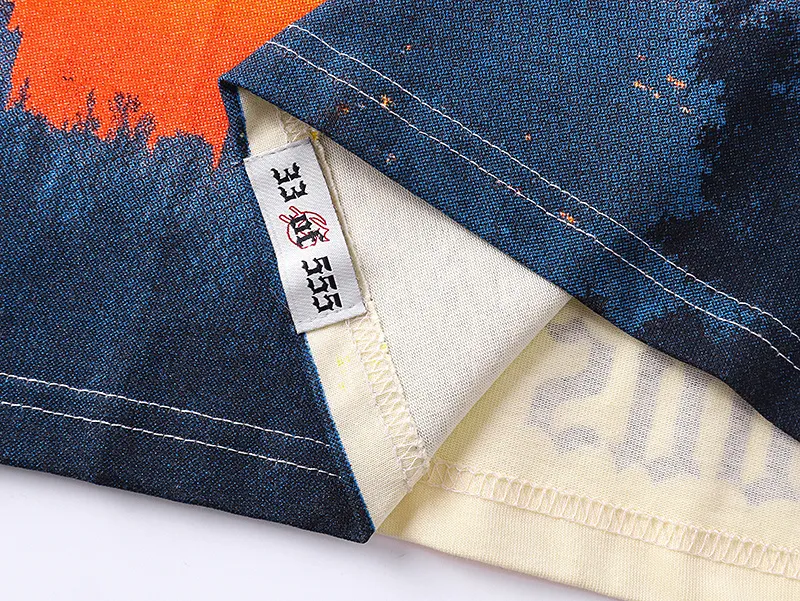 3125# P106 Real shot Godspeed American fashion rock street retro loose printed cotton short sleeves Fabric: 240g 32 count fine cotton double yarn pure cotton Color: apricot Size: S M L XL