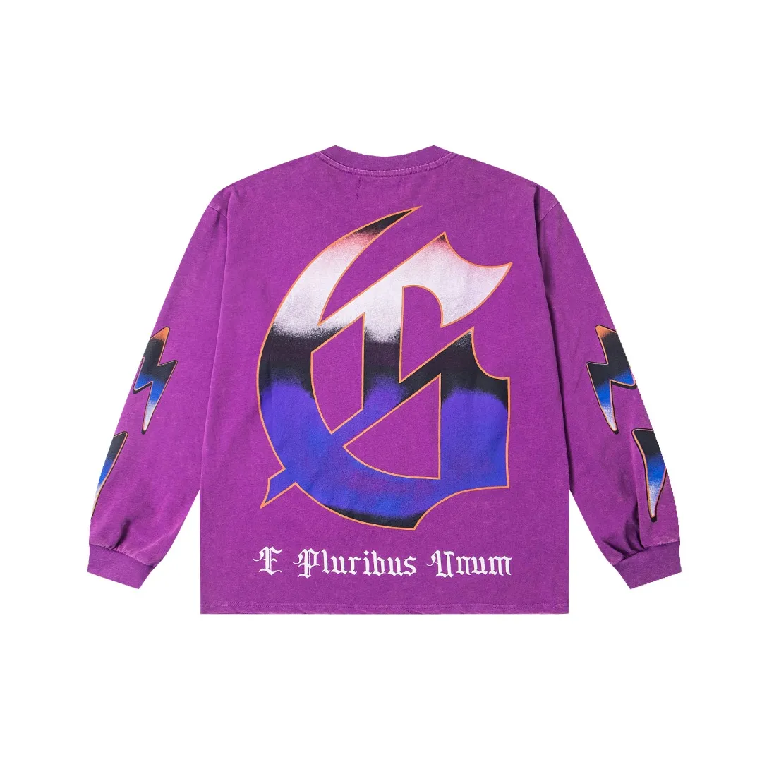 G55# GodSpeed ​​white ink direct spray washed long sleeve S-XL size purple (washed) P156 apricot P146
