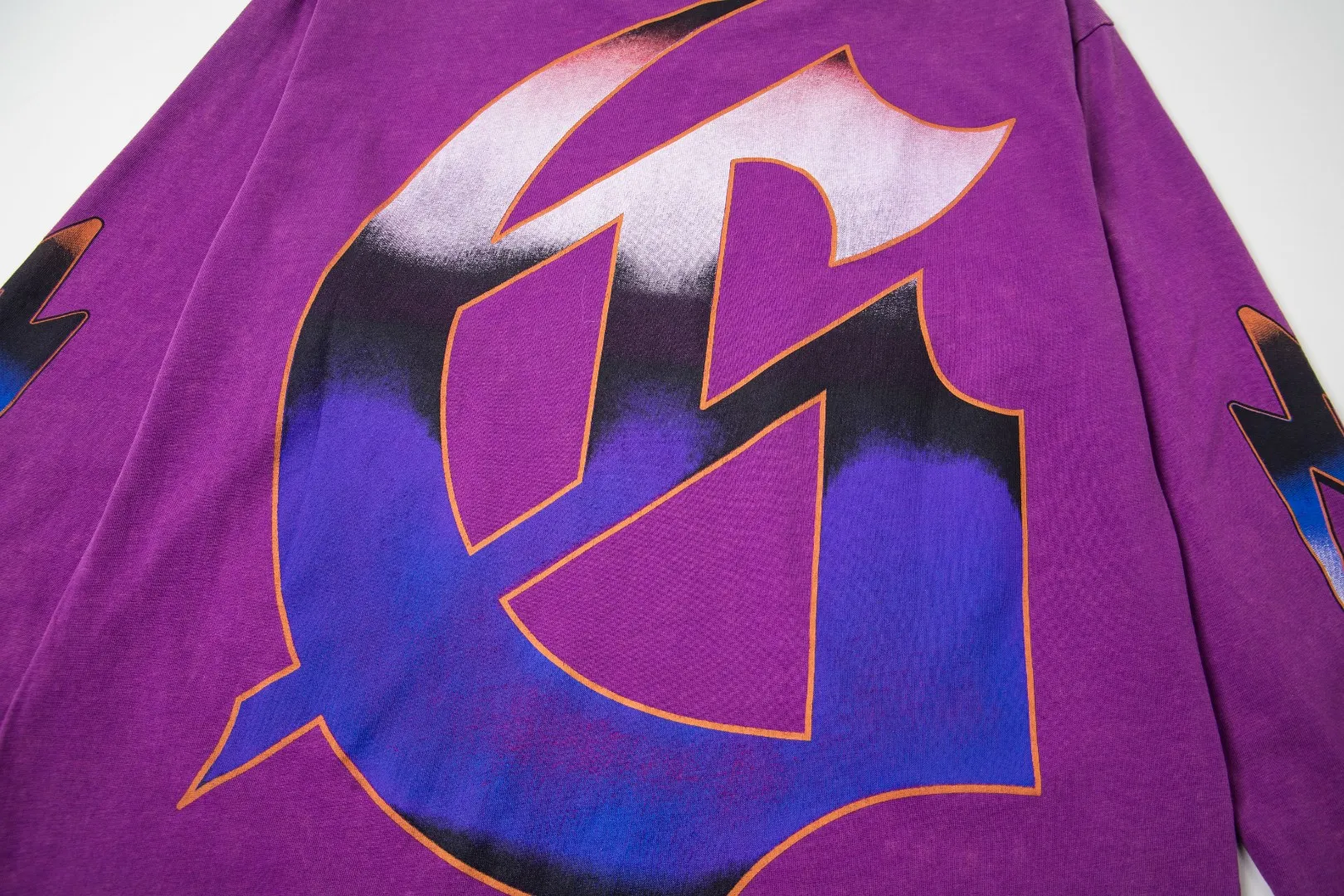 G55# GodSpeed ​​white ink direct spray washed long sleeve S-XL size purple (washed) P156 apricot P146