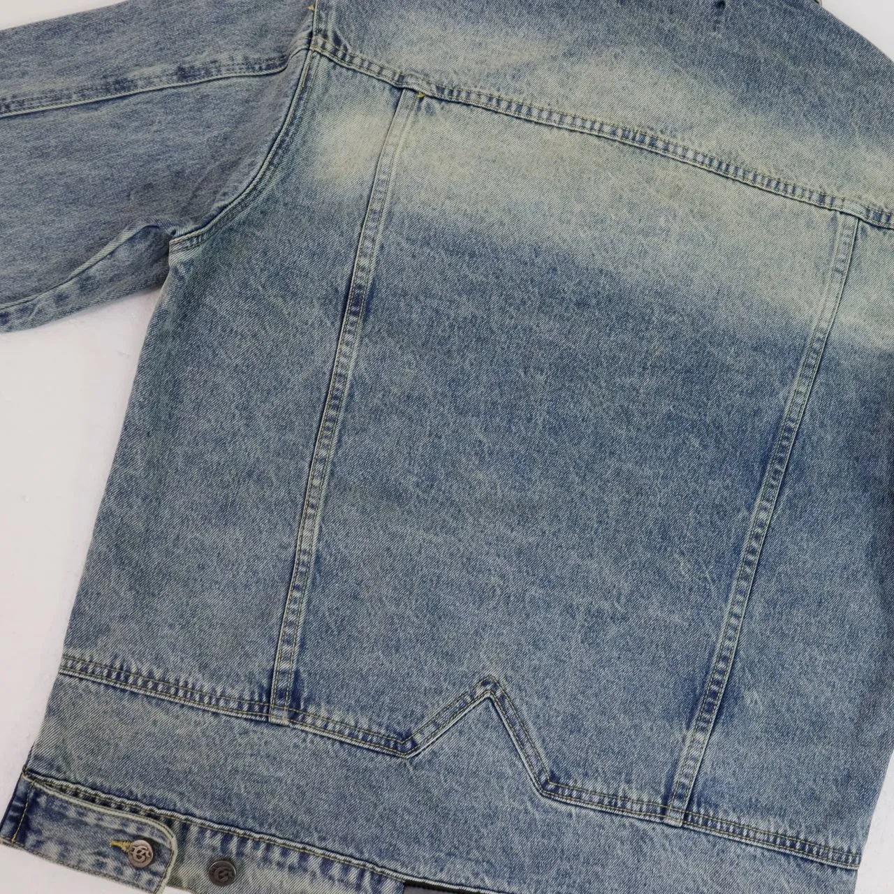 Model No. 6551 P286 Real shot high-level version of GODSPEED beautiful old-fashioned retro washed embroidered denim jacket high street men's and women's trendy jacket Color: light blue black Size: S M L XL 2XL