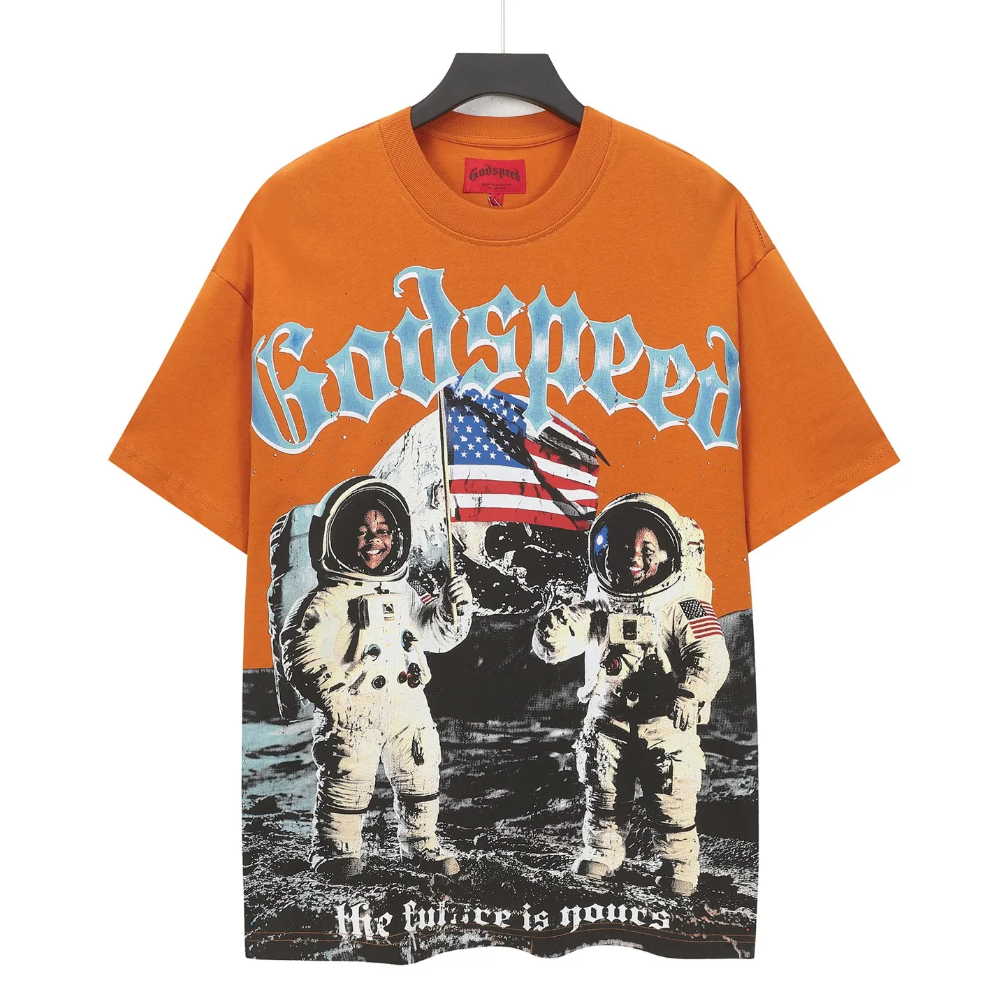 5305# Retro Brick Red I P106 Godspeed cross-border American rock and roll street washed retro style short-sleeved T (craft printing) fabric (fabric): 32 count combed double yarn 240 grams weight code number (size): S-M-L-XL color (colour): retro brick red