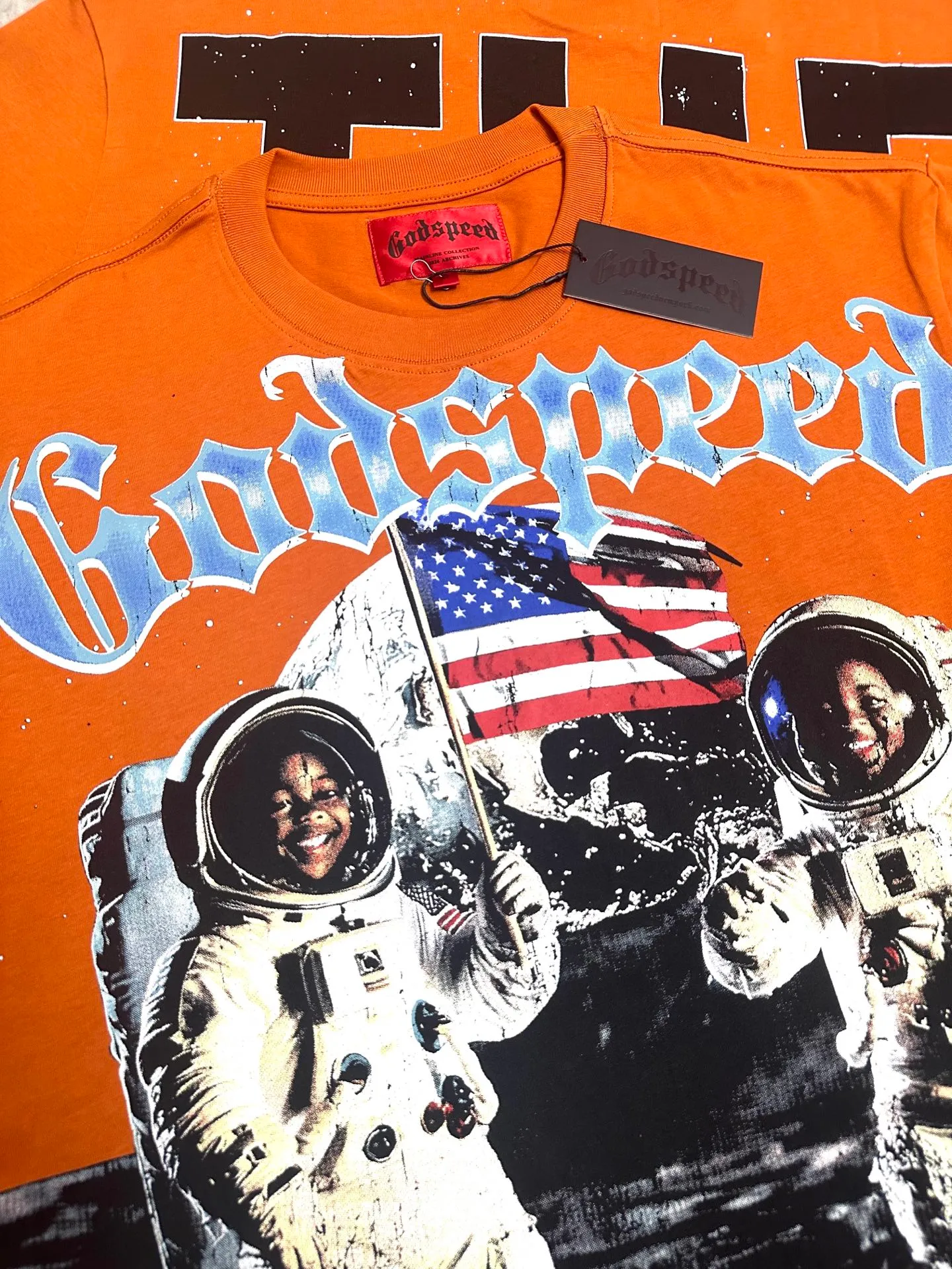 5305# Retro Brick Red I P106 Godspeed cross-border American rock and roll street washed retro style short-sleeved T (craft printing) fabric (fabric): 32 count combed double yarn 240 grams weight code number (size): S-M-L-XL color (colour): retro brick red