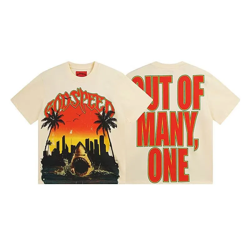 5045#apricot|P104 Godspeed cross-border American rock and roll street washed retro style short-sleeved T (craft printing) fabric (fabric) 32 counts combed double yarn 240 grams weight code number (size): S-M-L-XL color (colour): apricot