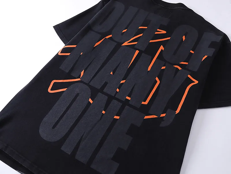 1006# P126 Washed Black Real Shot Godspeed American Fashion Rock Street Retro Washed Distressed Printed Pure Cotton Short Sleeves Fabric: 250g 32 Count Fine Cotton Double Yarn Pure Cotton Color: Washed Black Size: S M L XL