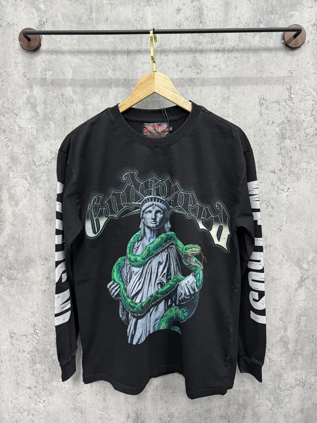 G38# GodSpeed ​​white ink direct spray wash long sleeve S-XL size wash black P156 apricot P146