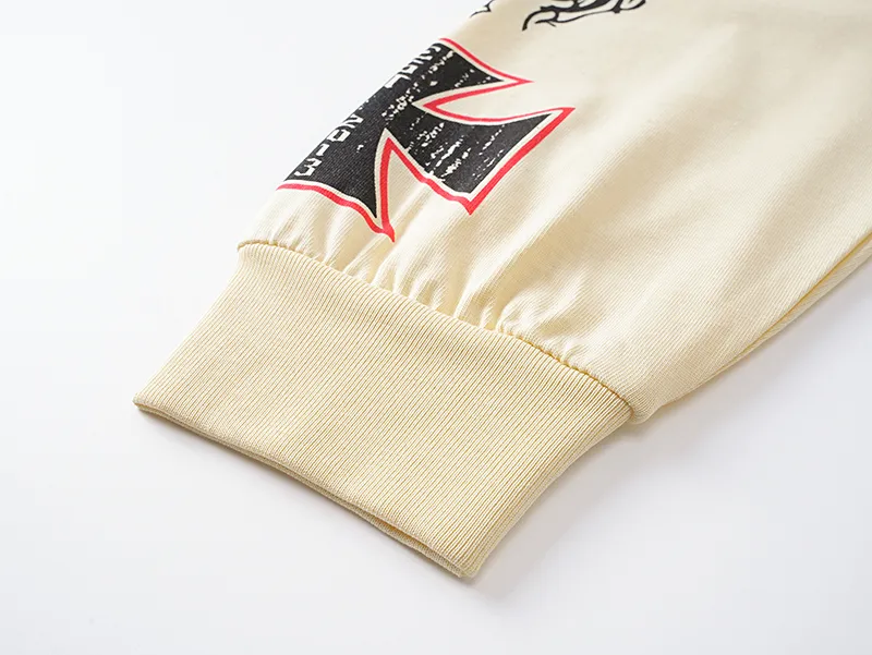 3103# P140 Real shot of Godspeed American fashion rock street pure cotton loose bottoming long-sleeved T-shirt long T. Fabric: 270g 32 count fine cotton double yarn pure cotton Color: apricot Size: S M L XL